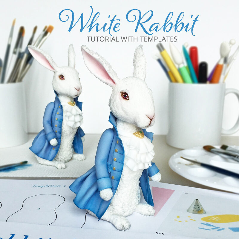 Step-by-Step Tutorial: Fondant White Rabbit Cake Topper from Alice in Wonderland - Main Image