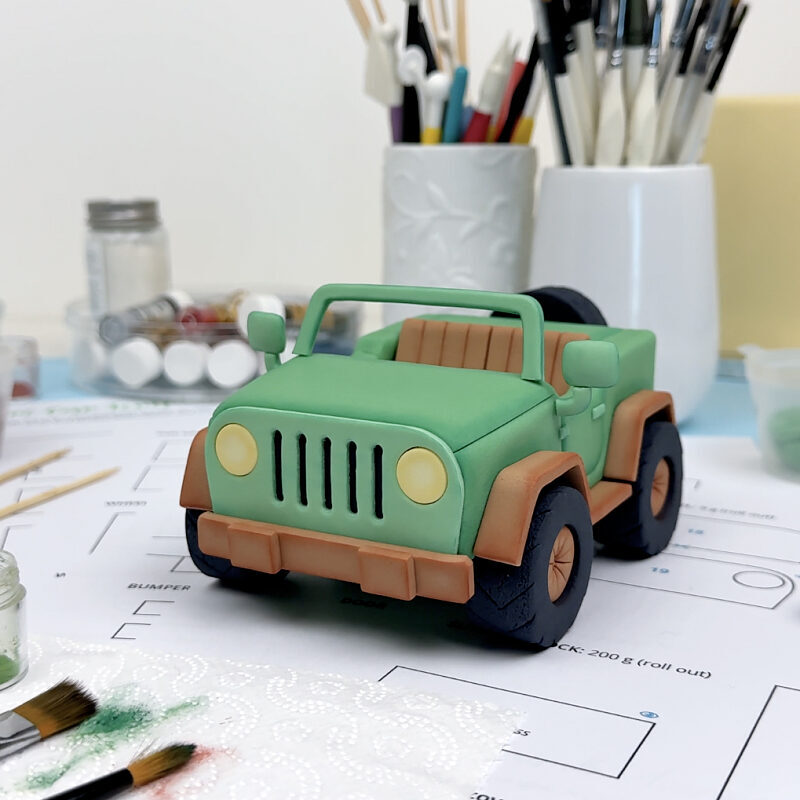 Fondant Safari Car Cake Topper Tutorial with Templates - Tutorial Preview