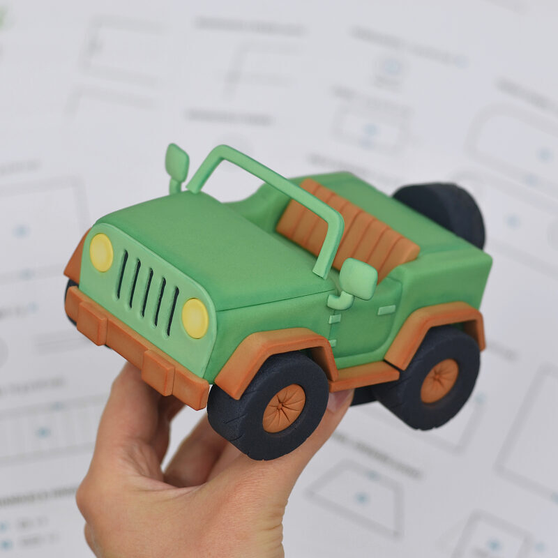 Fondant Safari Car Cake Topper Tutorial with Templates - Step Preview
