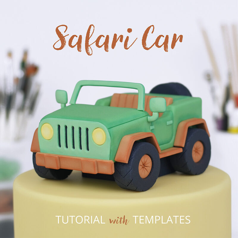 Fondant Safari Car Cake Topper Tutorial with Templates - Main Image