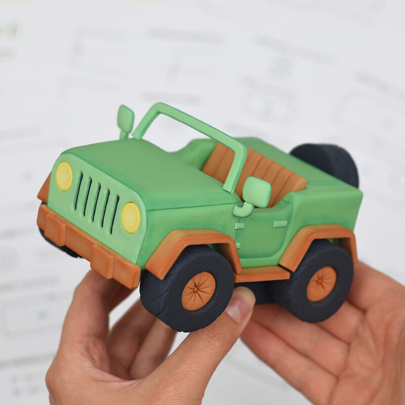 Fondant Safari Car Cake Topper Tutorial with Templates - Example