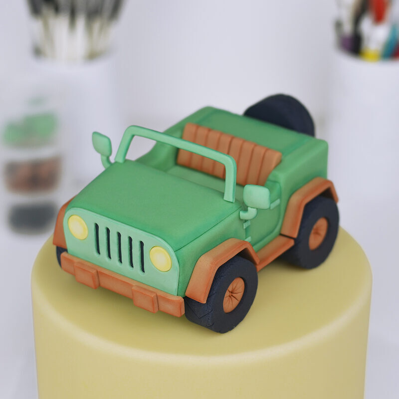 Fondant Safari Car Cake Topper Tutorial with Templates - Detail View