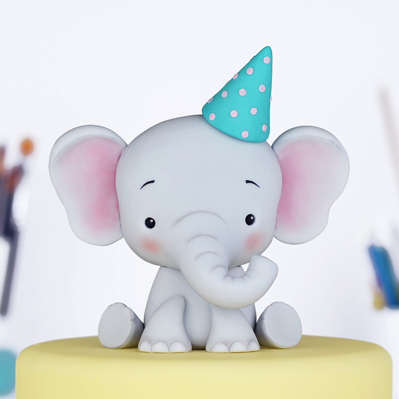 Fondant Elephant Cake Topper Tutorial with Templates - Tutorial Preview