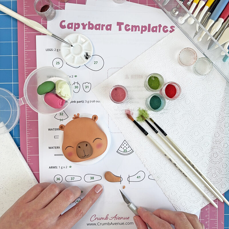 Fondant Capybara Cake Topper Tutorial with Templates - Step Preview